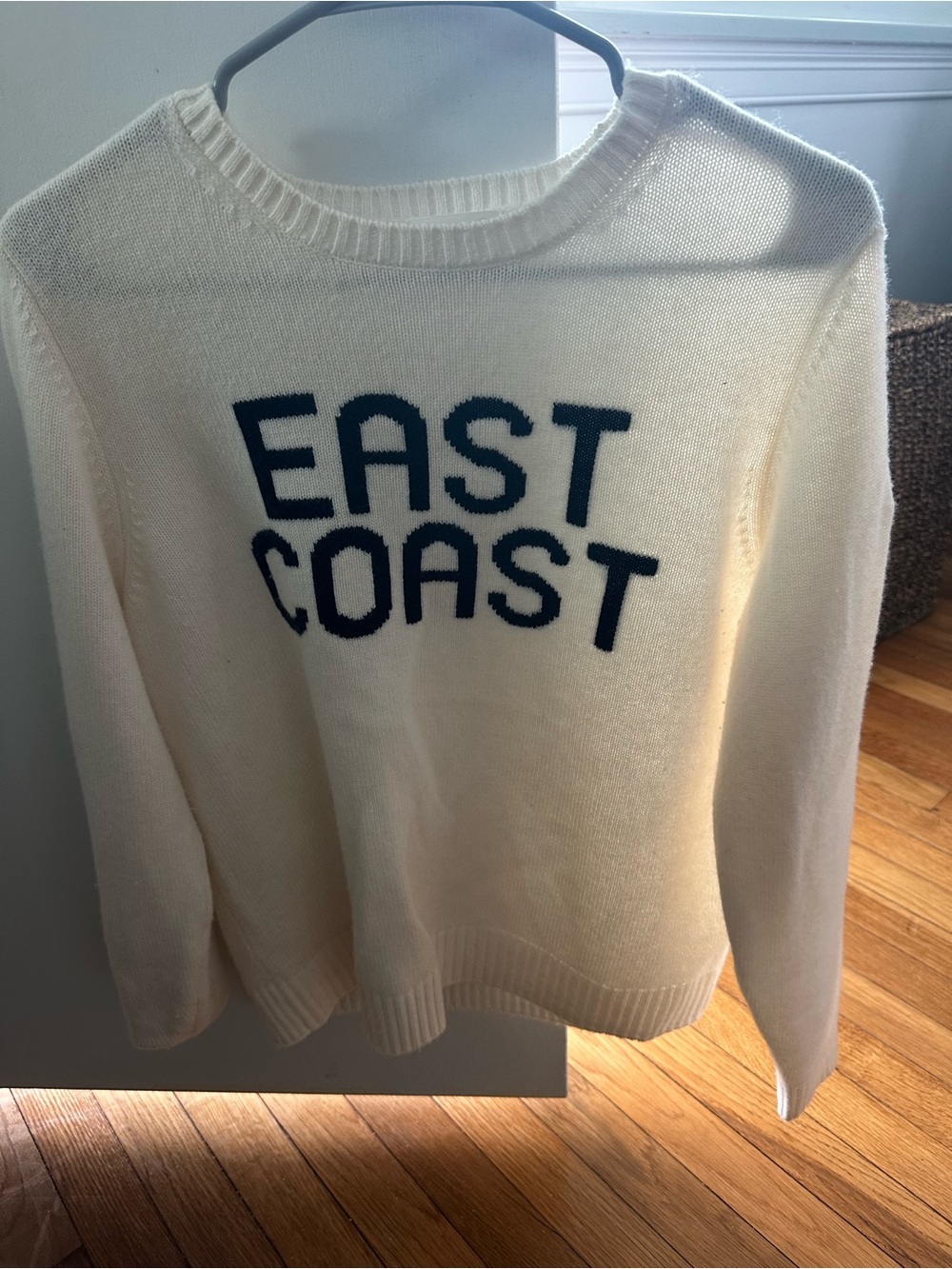 johnnie-O Cream Crewneck Sweater with Navy Lettering